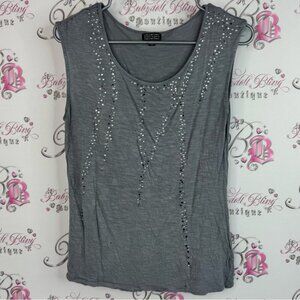 Jewels & gems tank top rhinestone gem 💎 Elegant Gray Embellished Tank Top
